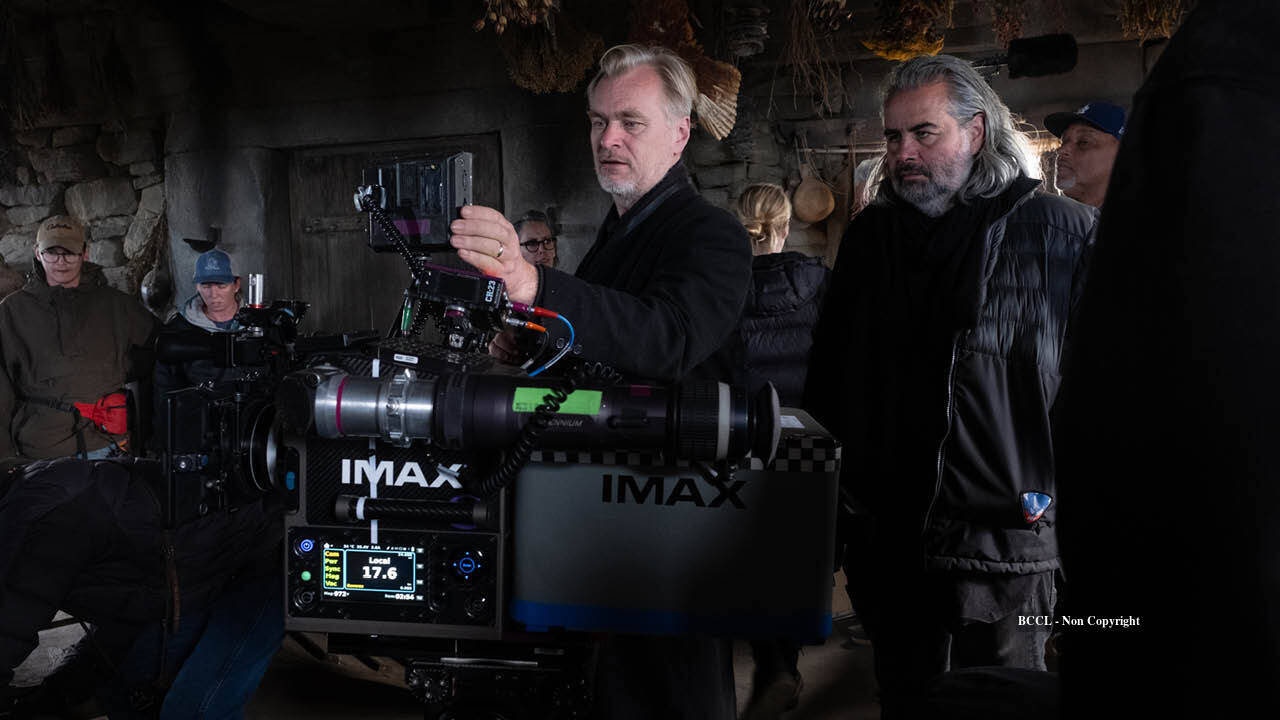 Christopher Nolan and Hoyte van Hoytema on the set of Odyssey
