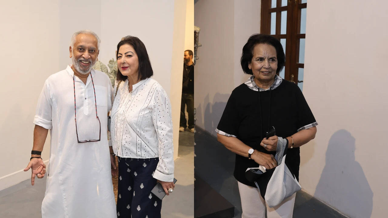 Dilip Cherian with Neelam Pratap Rudy and art collector Lekha Poddar