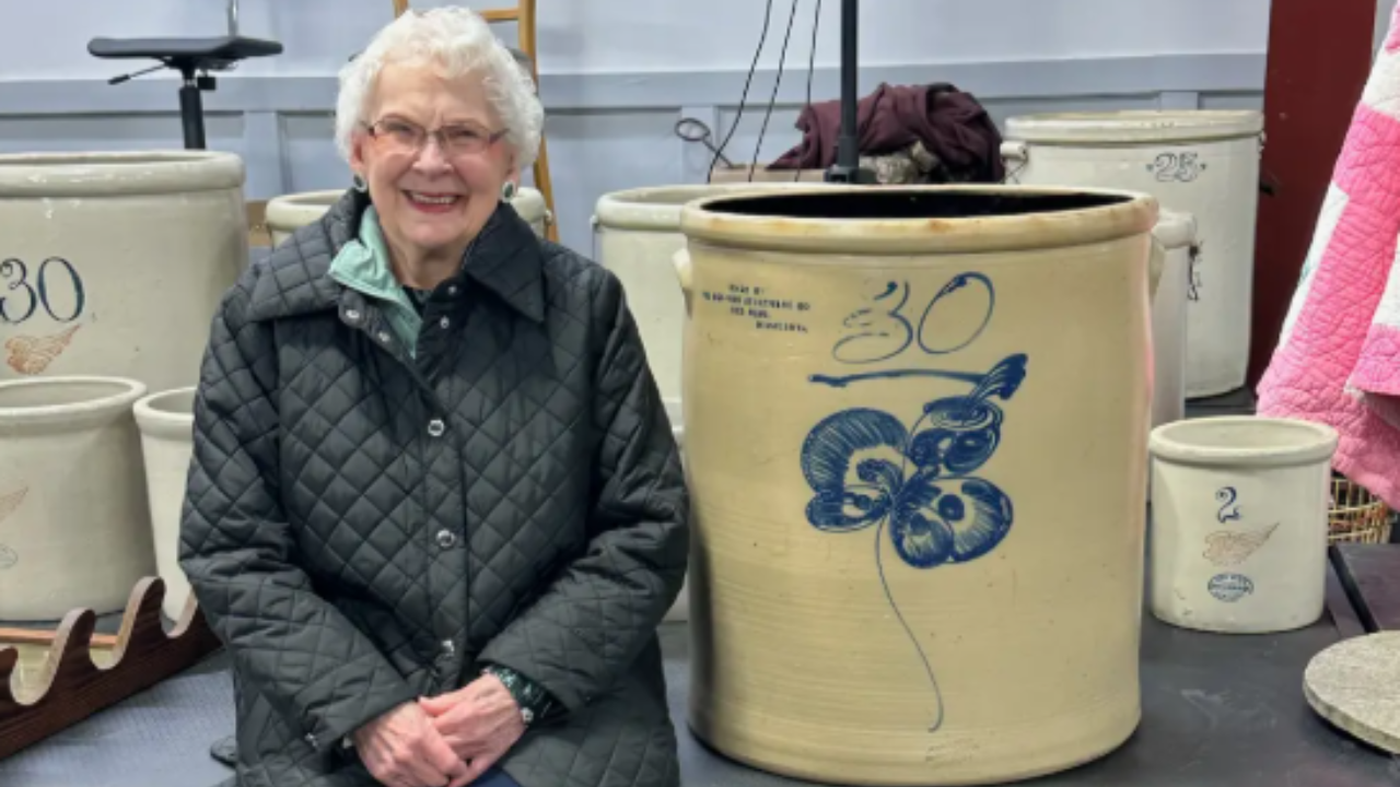 Lois Jurgens, 91, sold her vintage crock for $32,000 on her birthday.<br>(Image: Colleen Williams /Facebook)