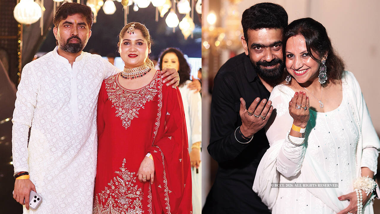 (L) Ramji and Devyani (R) Sugam and Nupur