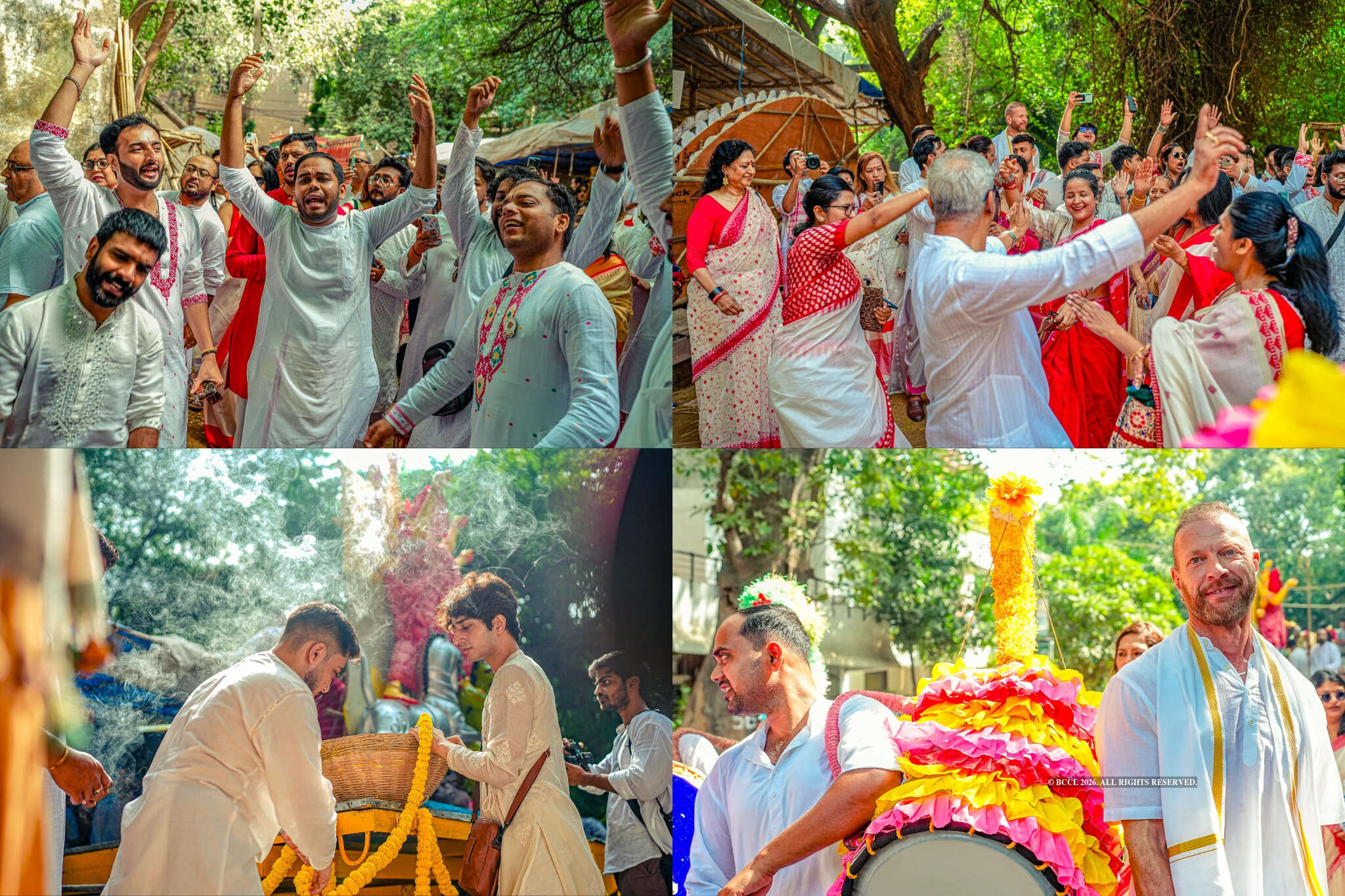 Before the pratima was taken out of the workshop, a traditional ritual called Taam thanda was observed