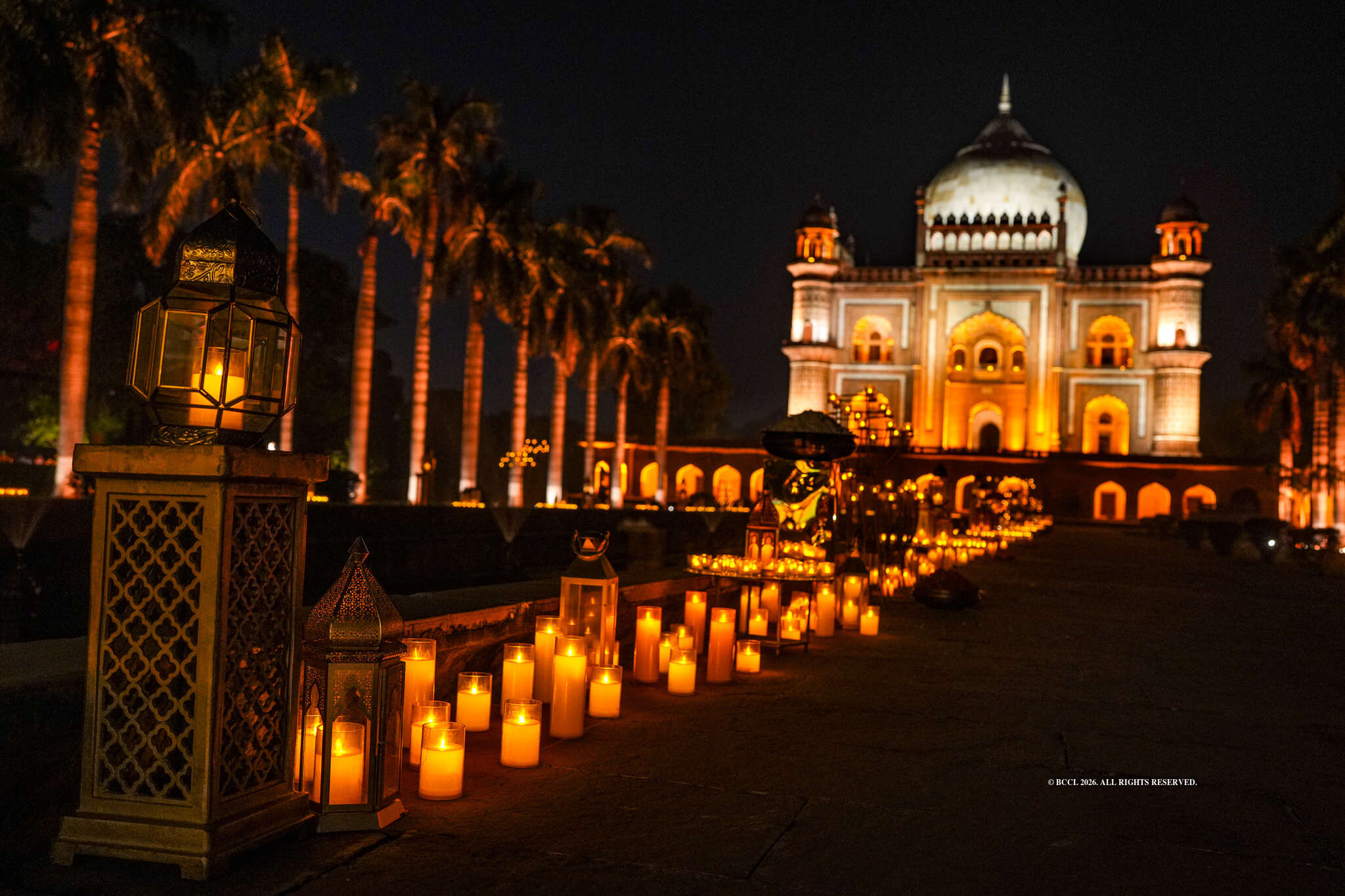 Around 30,000 lights illuminated the monument and its gardens.