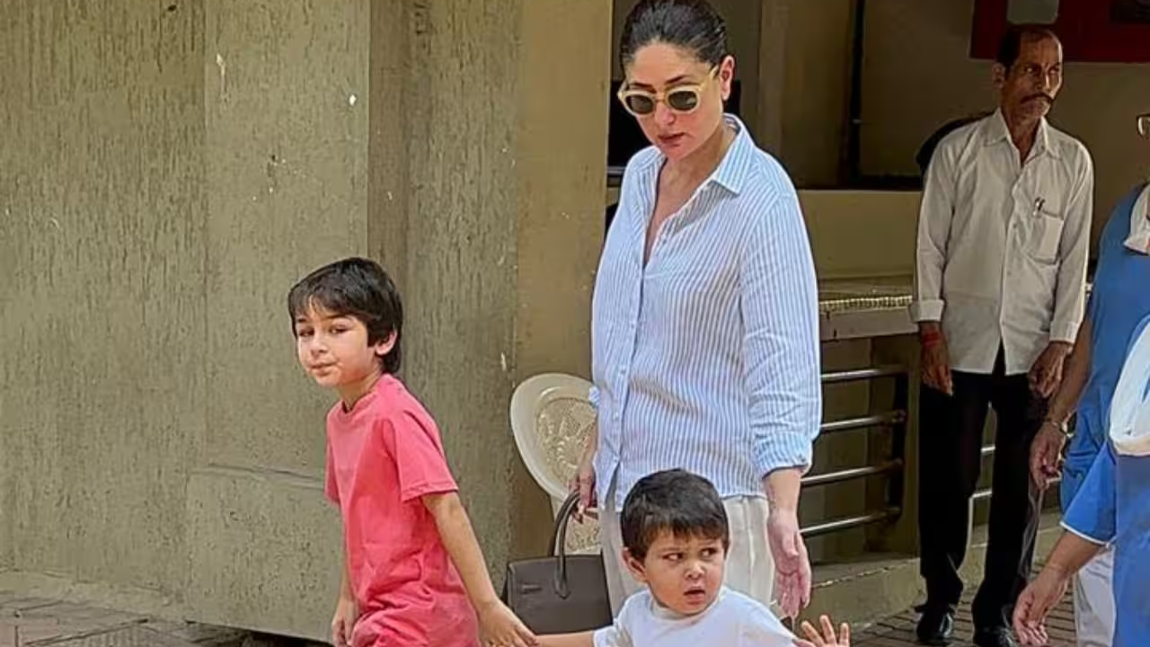 Kareena Kapoor with her sons Taimur and Jeh.