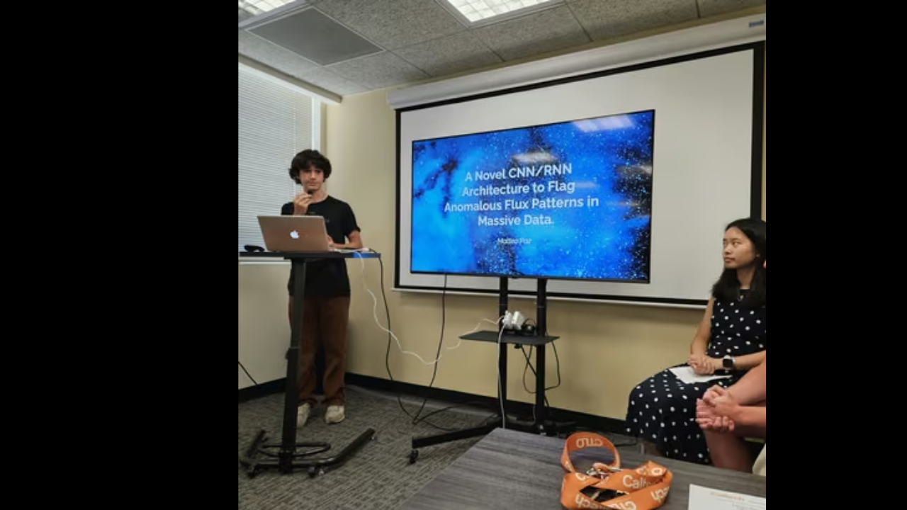 How did Matteo Paz develop his interest in astronomy at Caltech