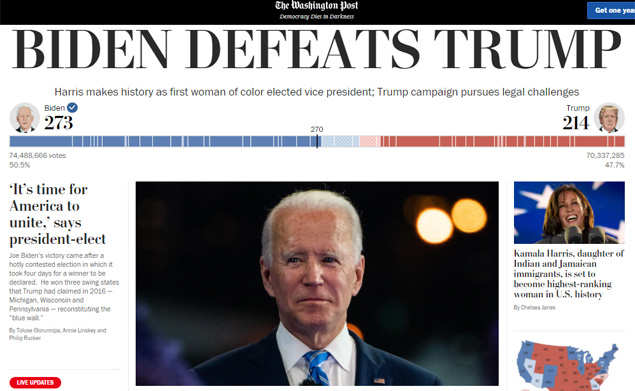 How US media covered Joe Biden's victory - Times of India