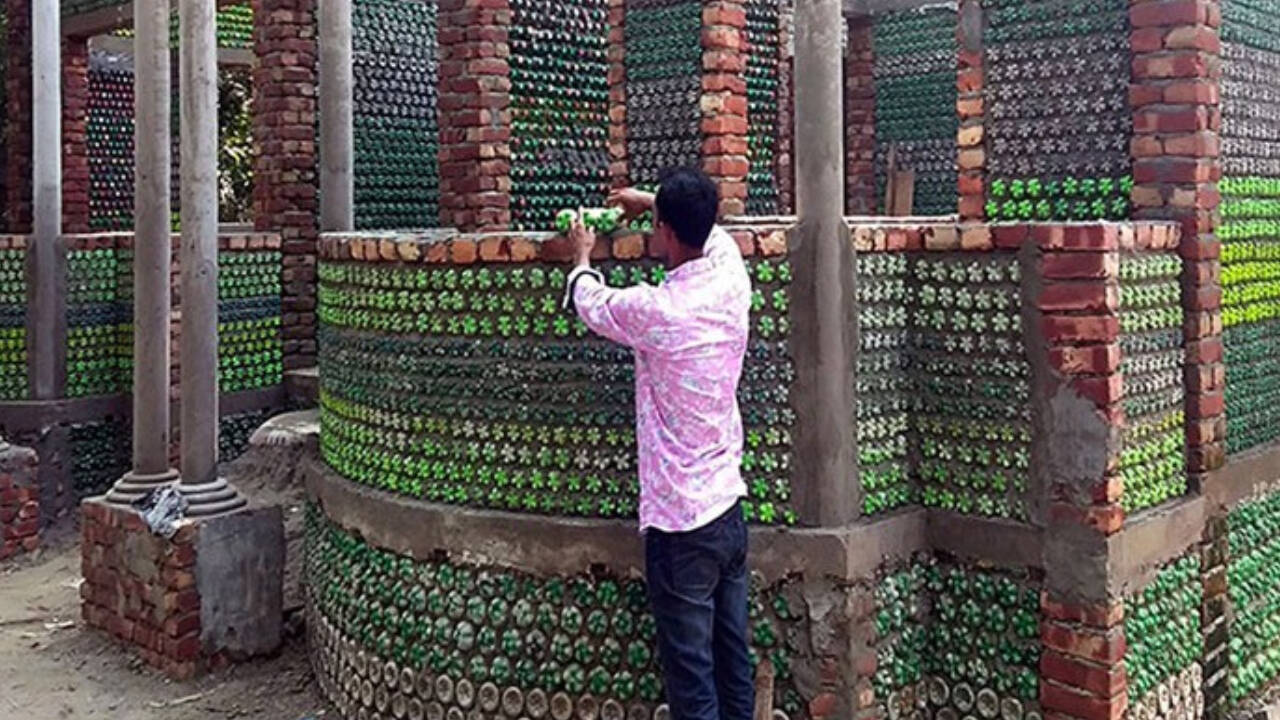 plastic bottle house bangladesh