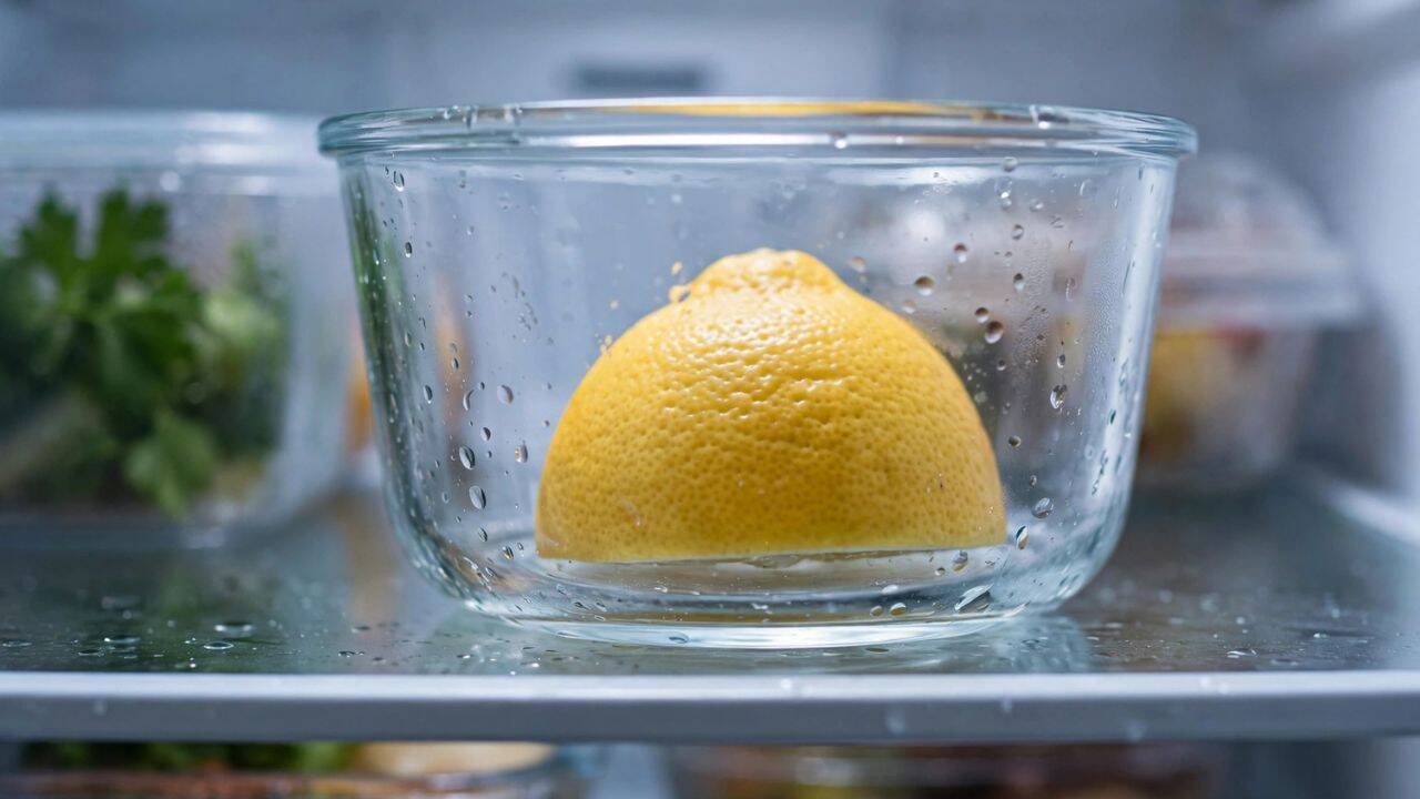 Store the lemon cut-side down<br>