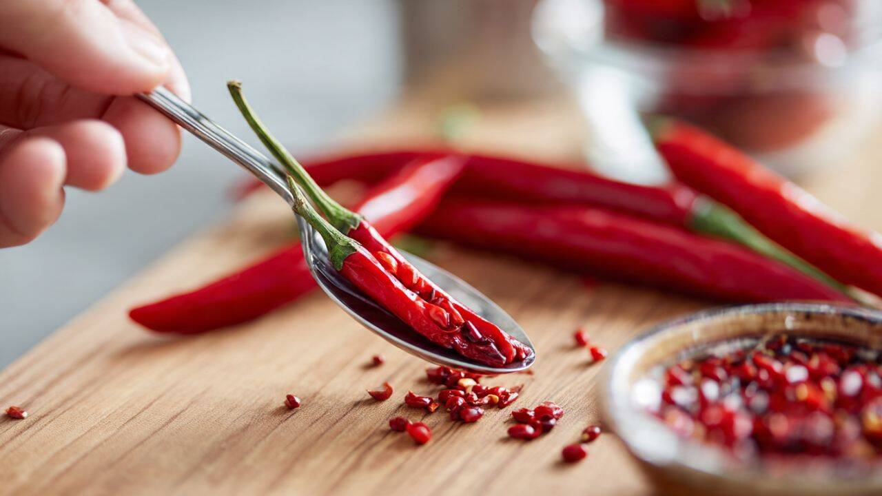 Scrape the chilli with a teaspoon<br>