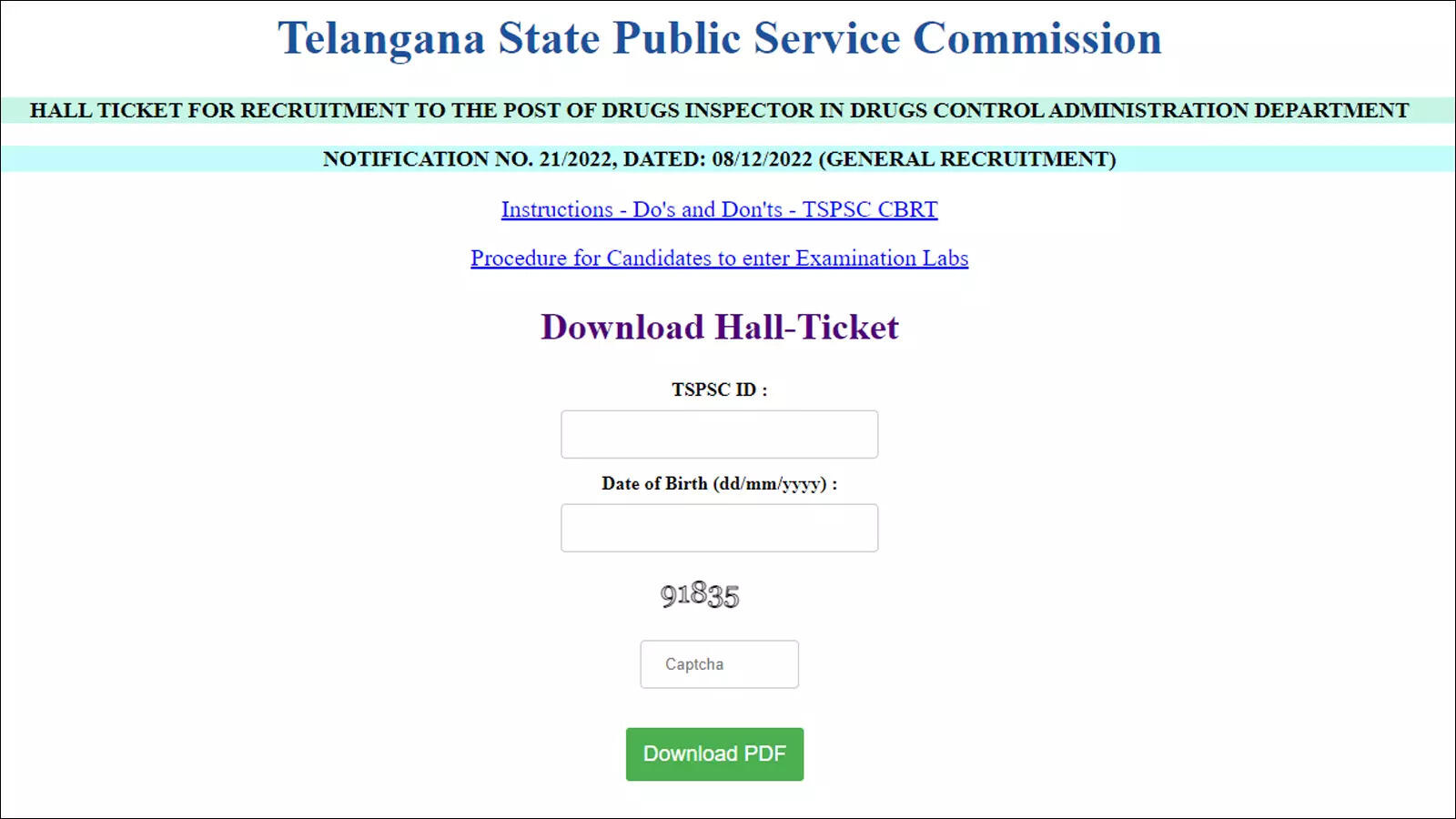 TSPSC releases hall tickets for Drugs Inspector Exam 2023; download here – Times of India