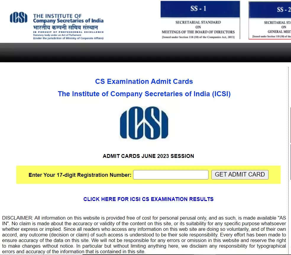 ICSI CS Admit Card 2023 released for June exams on icsi.edu; here’s direct link – Times of India