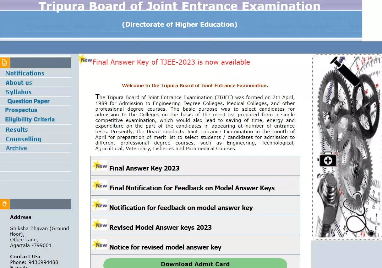 TJEE 2023 final answer key out at tbjee.nic.in, download link here – Times of India