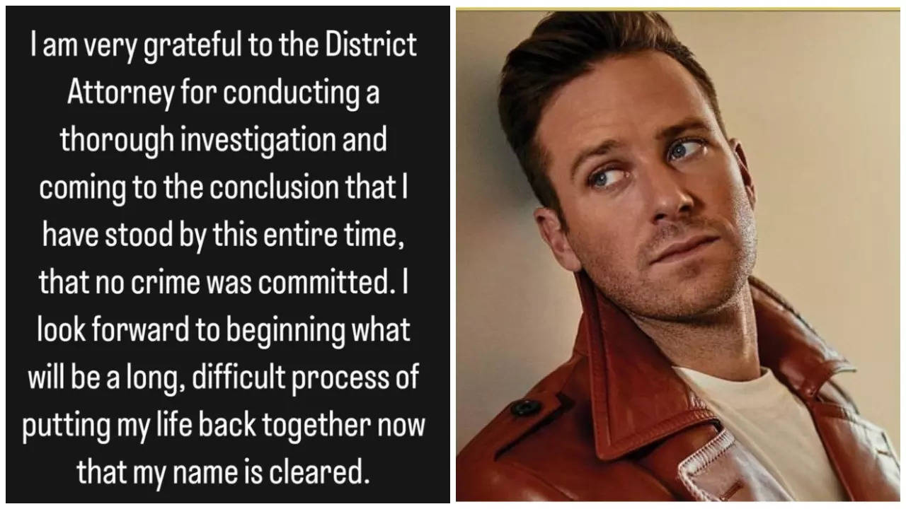 Armie Hammer will not be charged in sex assault case due to insufficient evidence; says name has been cleared English Movie News