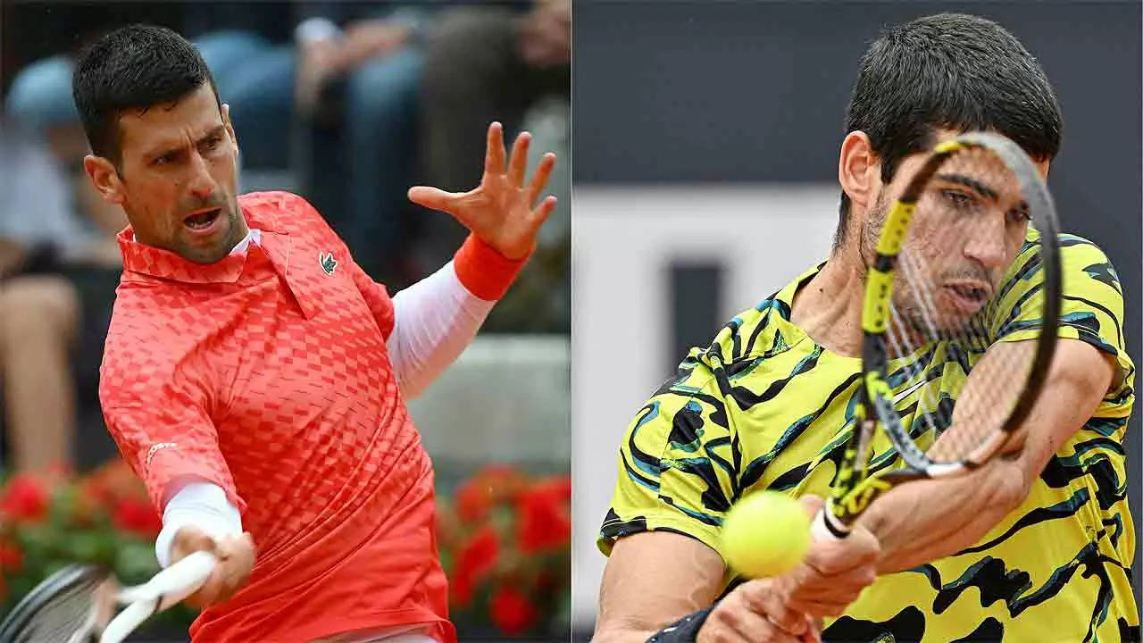 Novak Djokovic and Carlos Alcaraz. (AFP Photo)
