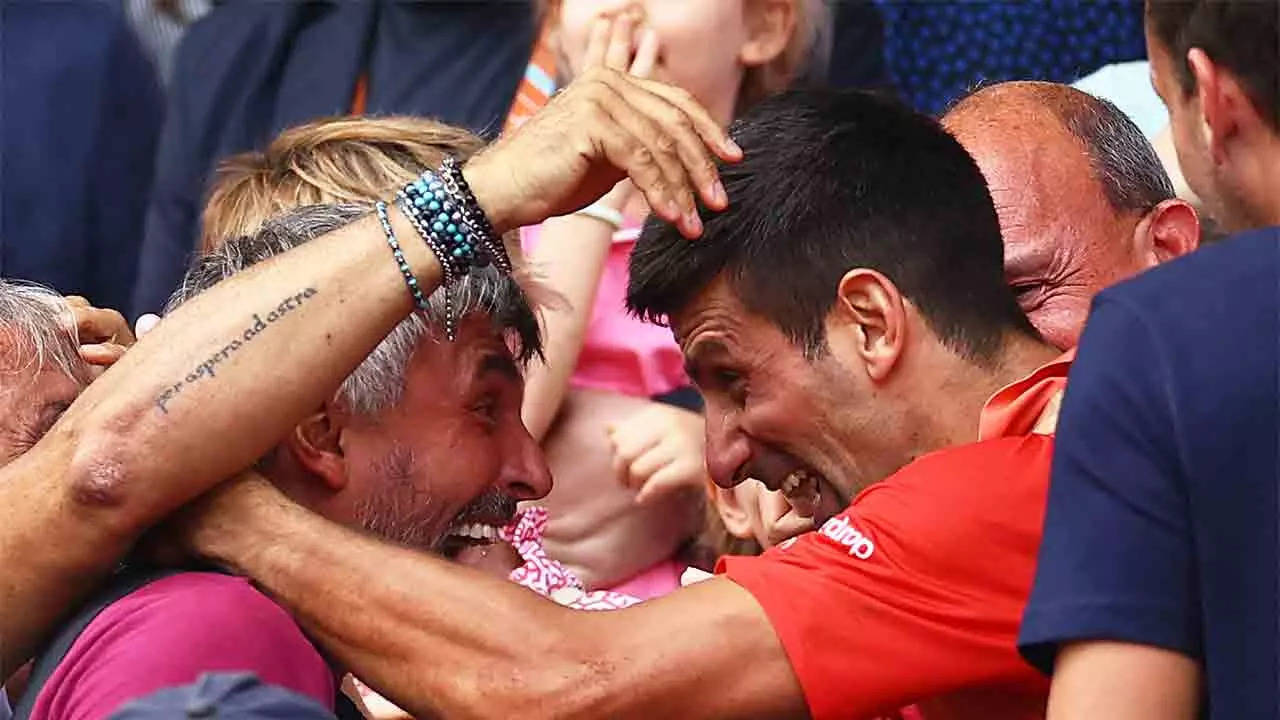 Novak Djokovic celebrates with his coach Goran Ivanisevic after winning the French Open final. (Reuters Photo)