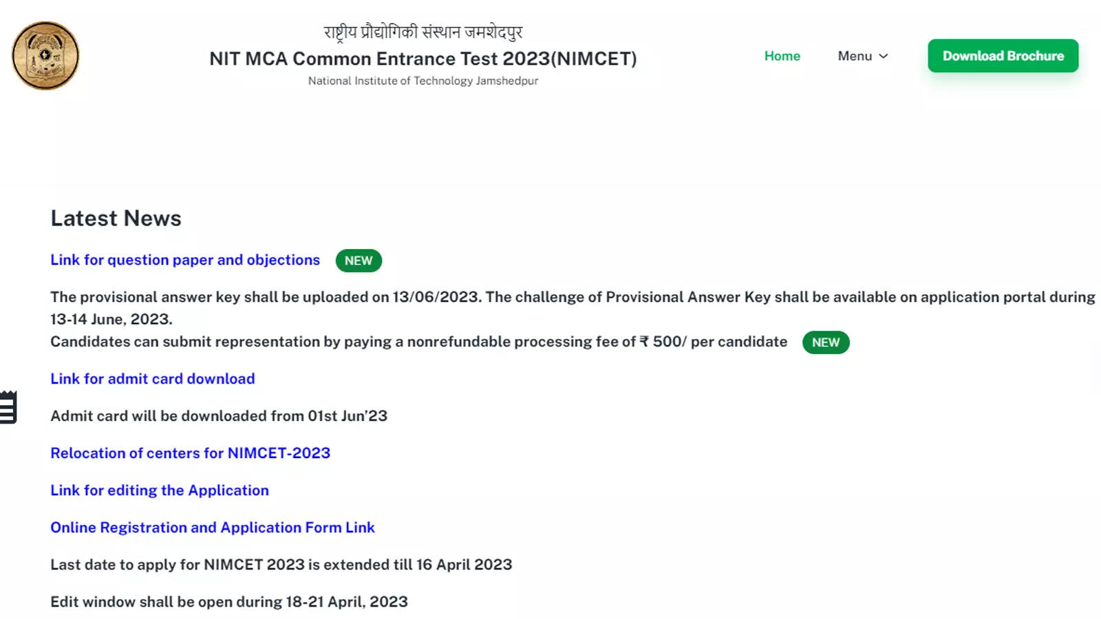 NIT MCA Common Entrance Test 2023 results to be declared today at nimcet.in – Times of India