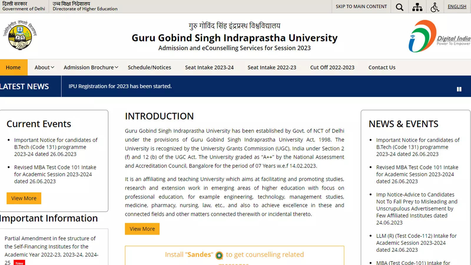 GGSIPU releases seat allotment results today for B.Tech, MBA, BA-LLB/BBA-LLB and other courses – Times of India