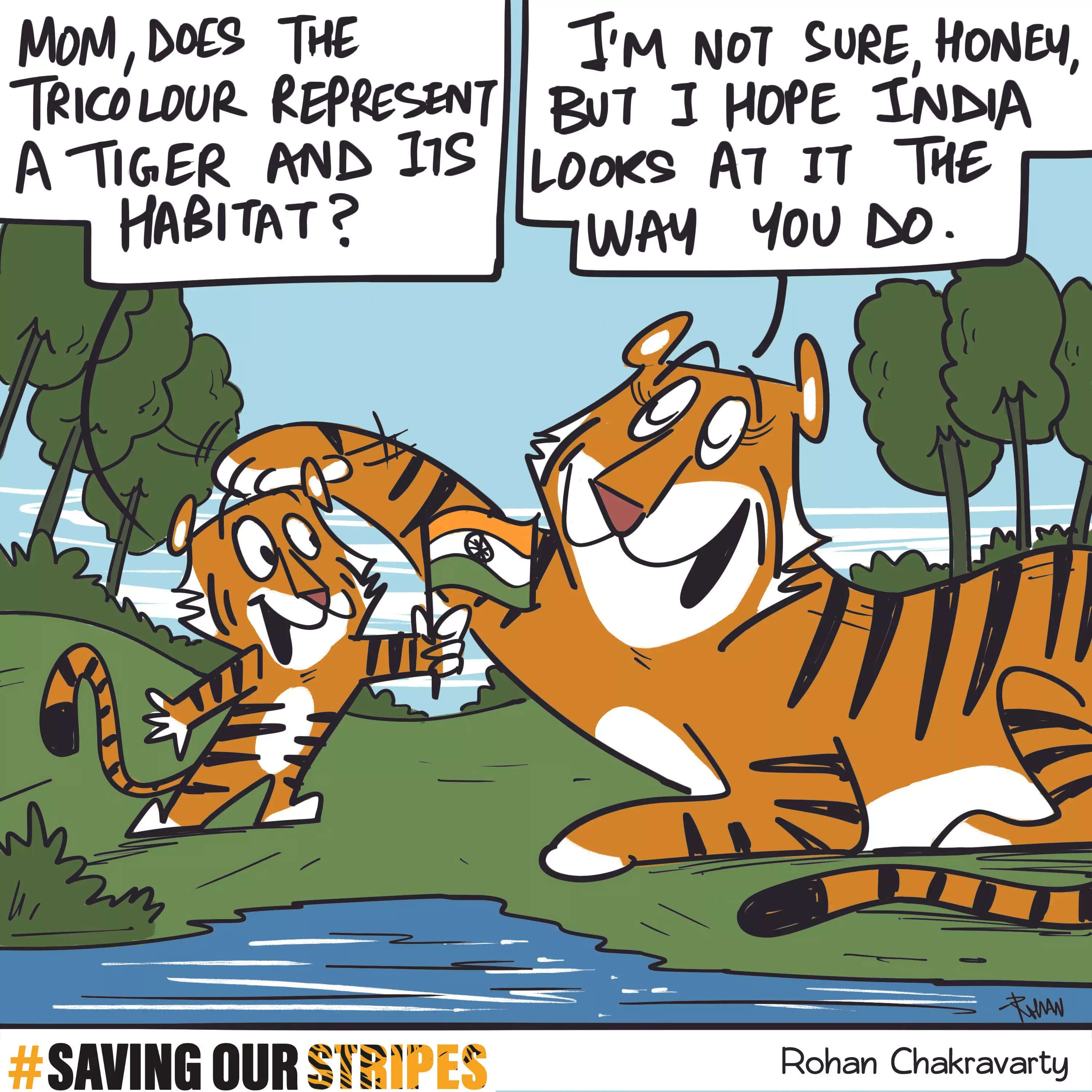 When a cub asks a question, you know it's time for us to reflect! Let's hope India looks at the tricolor as a reminder to protect tigers and their habitats.