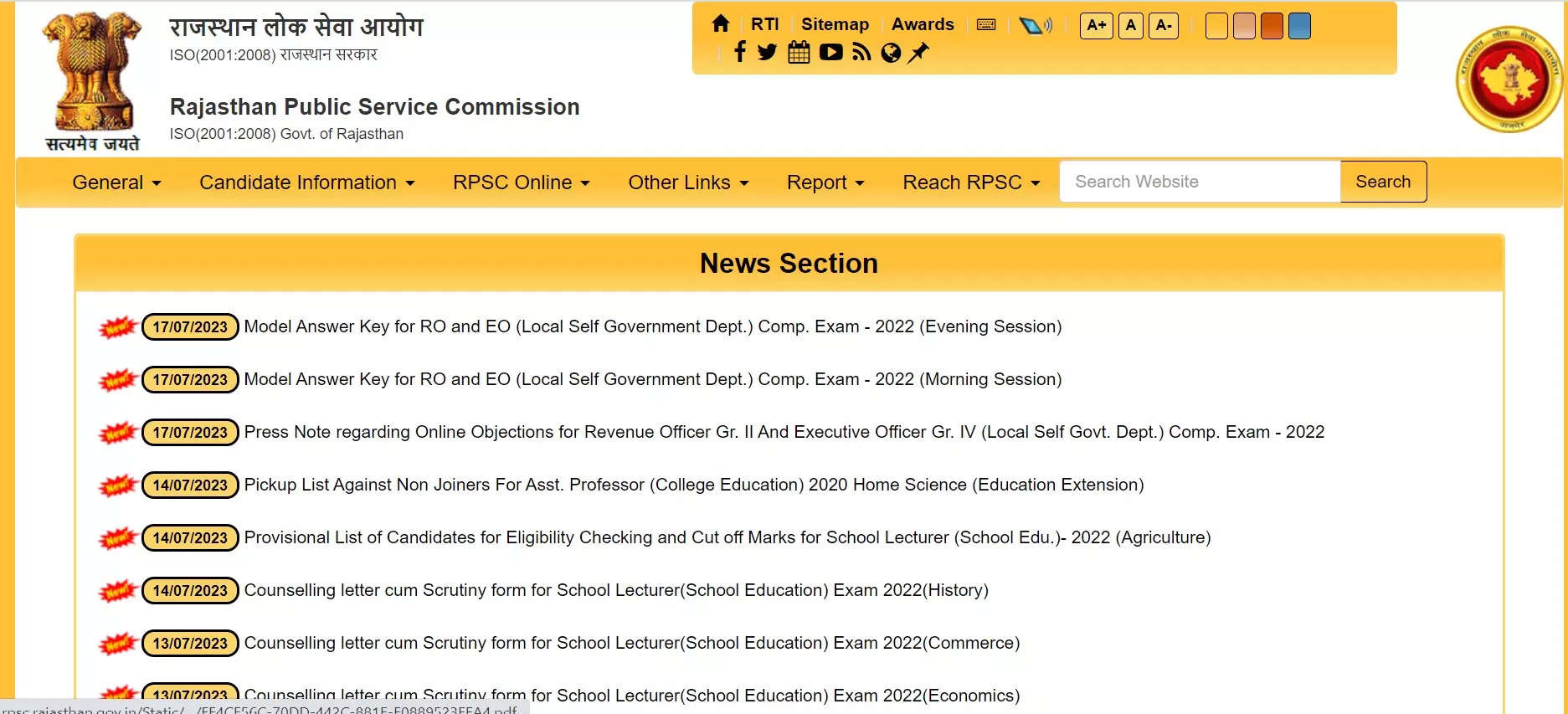 RPSC RO, EO Model Answer Key 2022 released on rpsc.rajasthan.gov.in, direct link here – Times of India