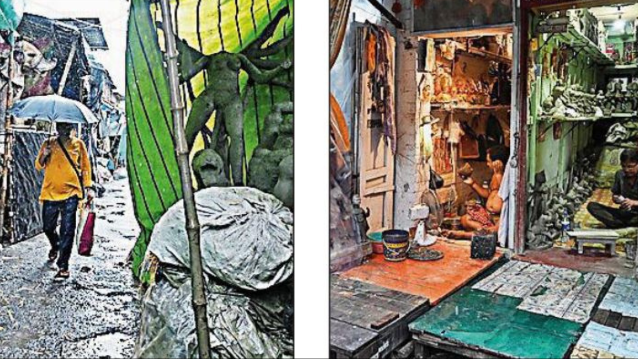 Showers in Kolkata send Kumartuli artisans scurrying for cover | Kolkata News – Times of India