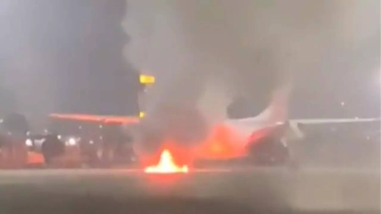 SpiceJet aircraft catches fire at Delhi airport during maintenance works