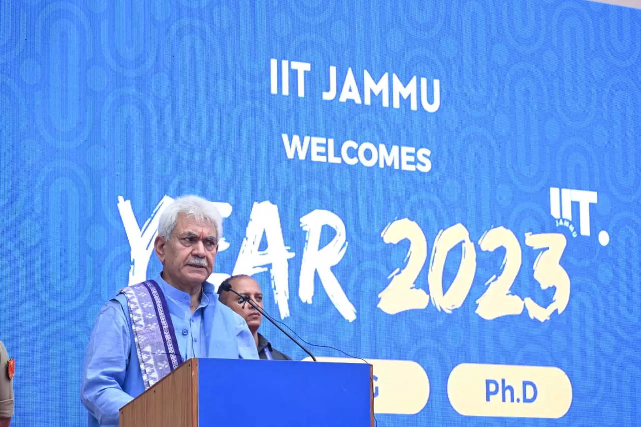 Lt Governor addressing the fresh batch of 2023 of IIT Jammu on Wednesday.