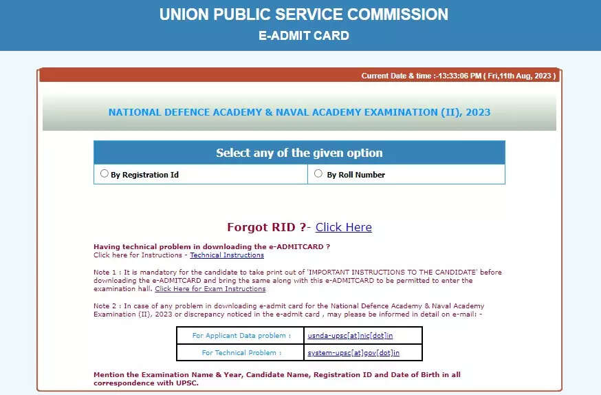 UPSC NDA 2 Admit Card 2023 released on upsconline.nic.in, direct link to download – Times of India