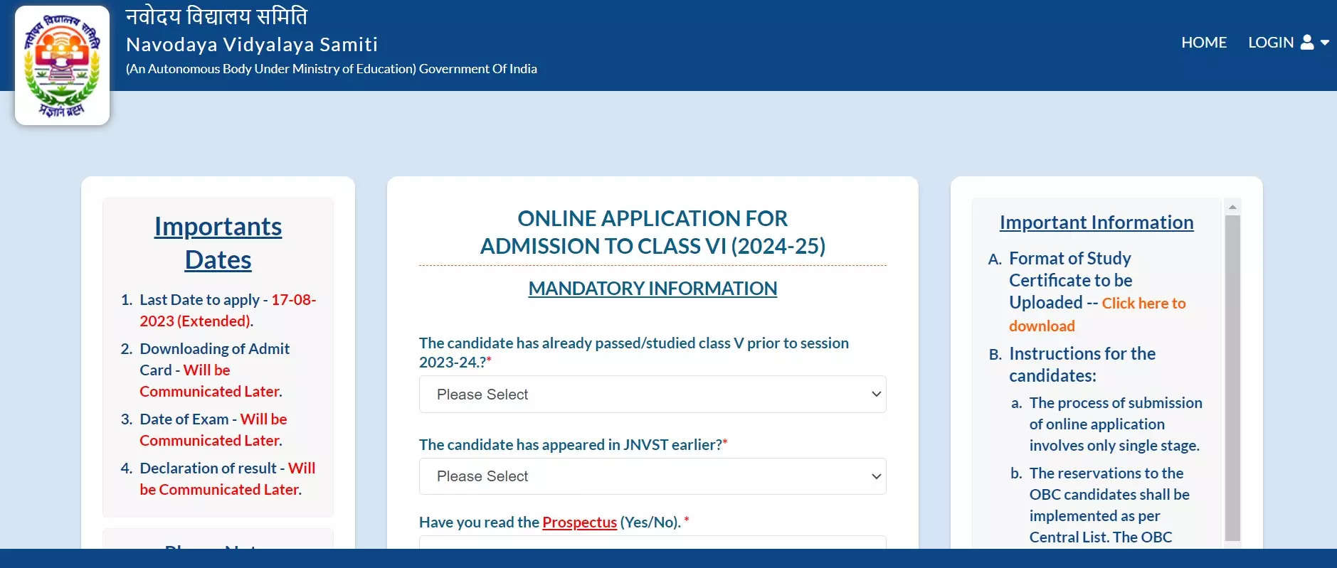 NVS Class 6 Admission 2024: Registration process ends tomorrow, apply now at navodaya.gov.in – Times of India