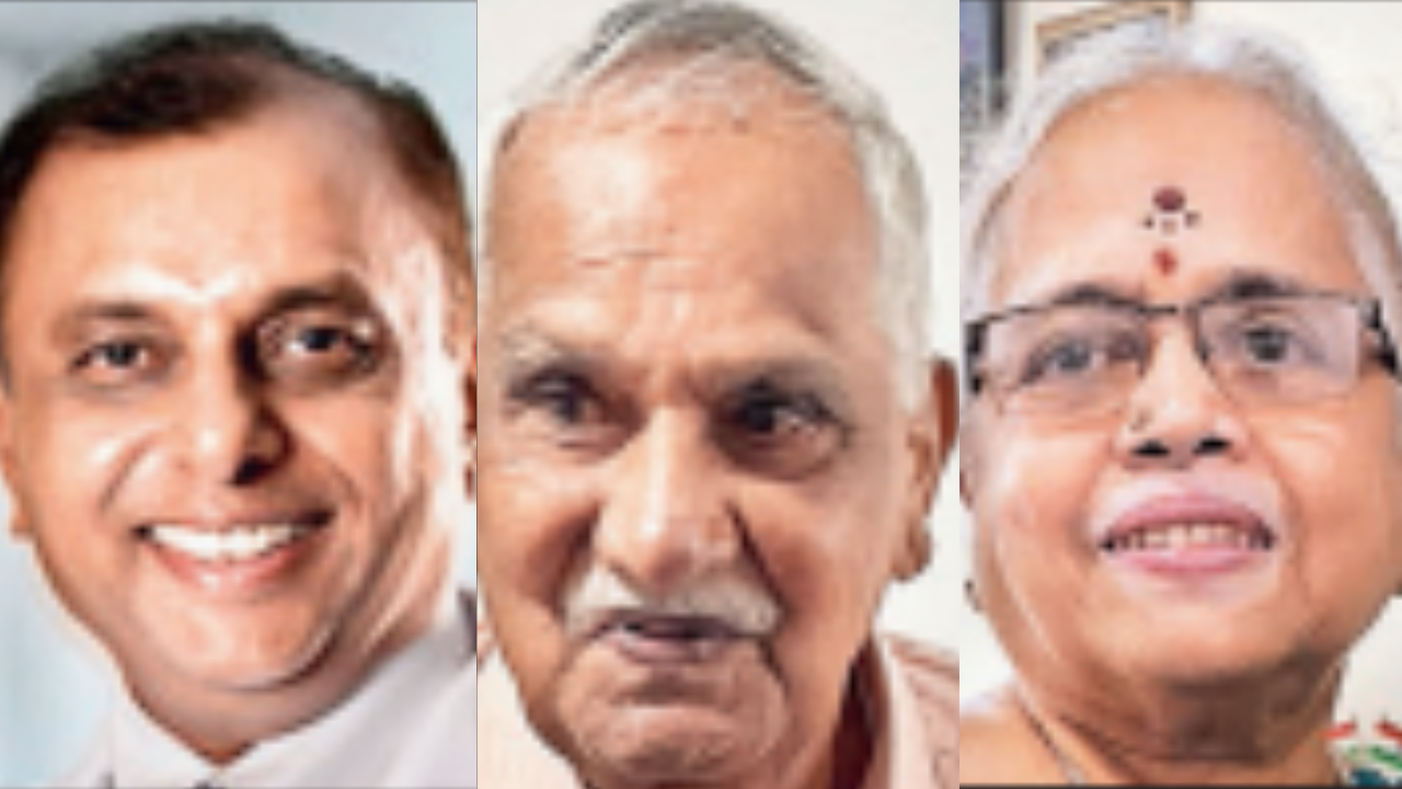 (From left) Dr Sharan Shivraj Patil, Narayanappa Pothuru and  Shivapriya Swaminathan