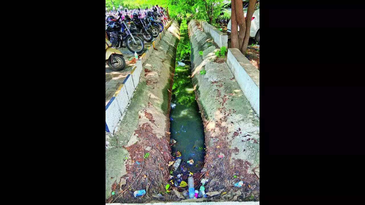Drain inside metro rail parking breeding ground of mosquitoes