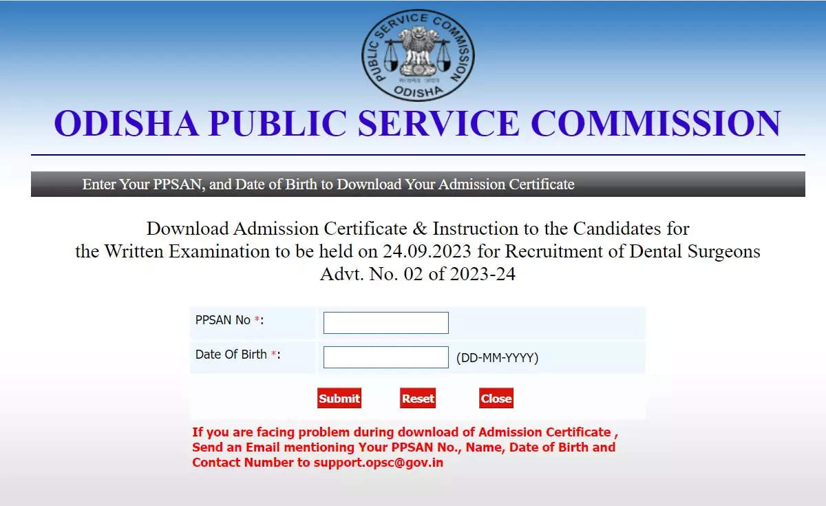 OPSC Dental Surgeon Admit Card 2023 released at opsc.gov.in, download link here