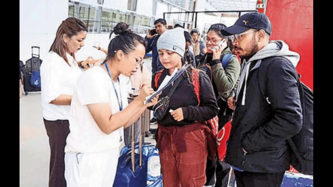 Tourists rescued from Lachen arrive at Mangan on Monday