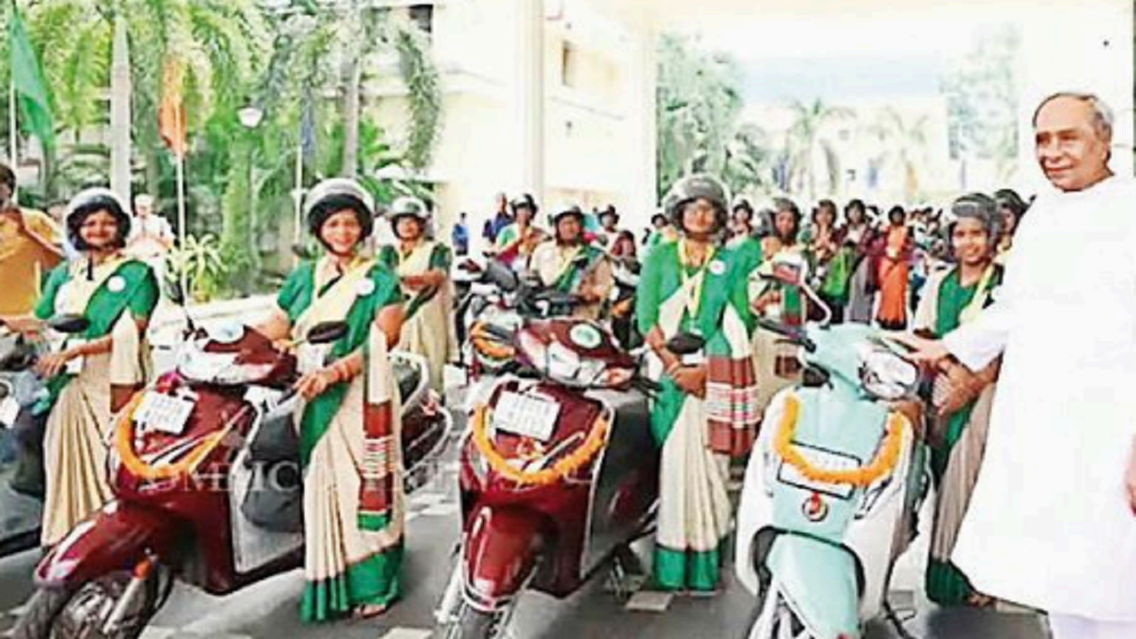 Chief minister Naveen Patnaik launches the Mission Shakti Scooter Yojana in Bhubaneswar on Wednesday
