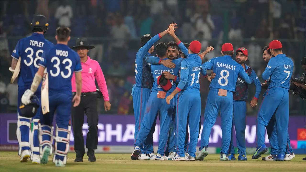 ODI World Cup: Afghanistan snap 14-match losing streak with an upset win over defending champions England | Cricket News – Times of India
