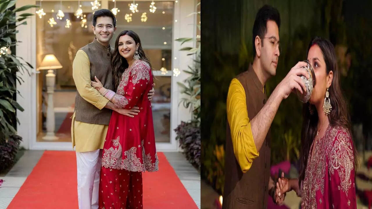 Footage from Parineeti Chopra and Raghav Chadha’s first Karwa Chauth are all issues love