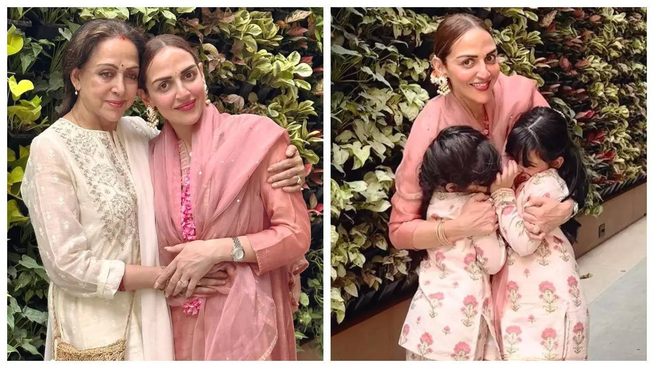 Esha Deol celebrates her forty second birthday with mom Hema Malini and daughters Radhya and Miraya; Bobby Deol, Amit Sadh bathe love – See pictures