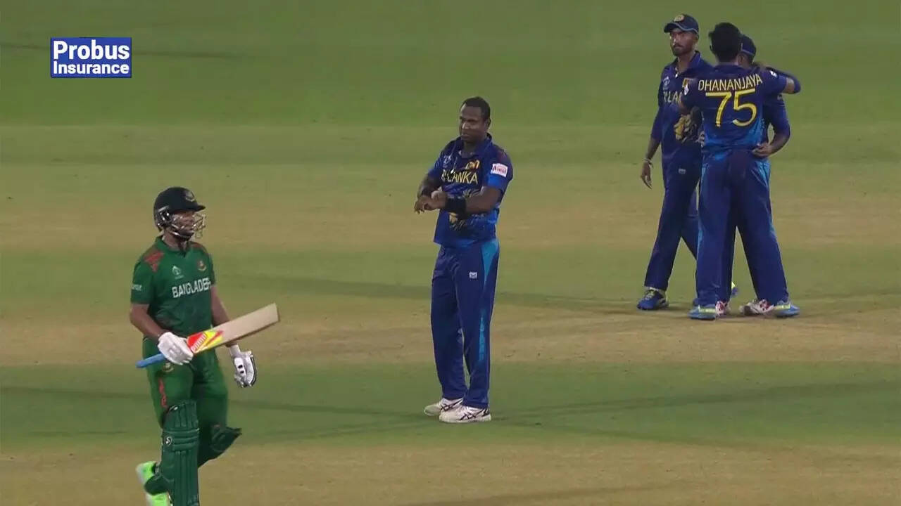 Watch: Mathews gestures 'timed out' after dismissing Shakib Al Hasan