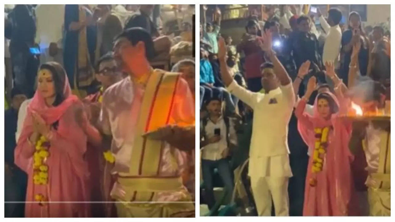 Sunny Leone attends Ganga aarti in Varanasi