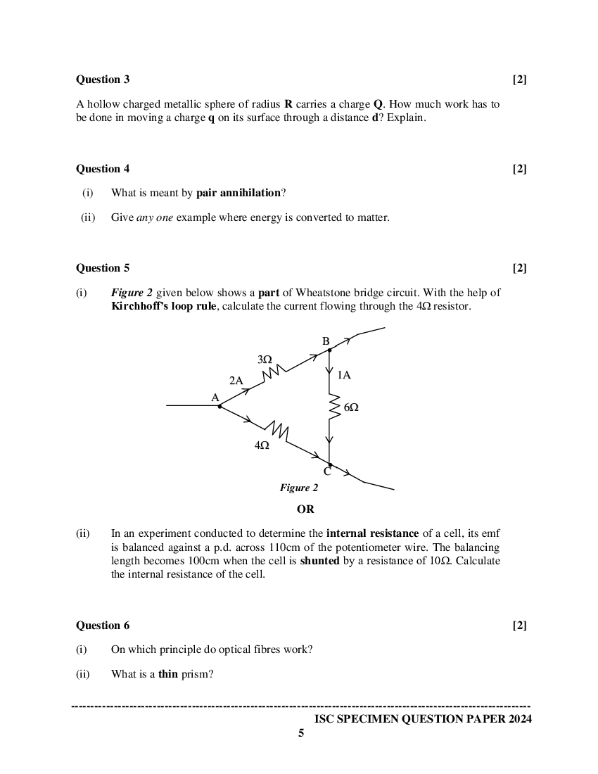 ISC Class 12 Physics Sample Paper 2024: Download PDF and Solve Now ...