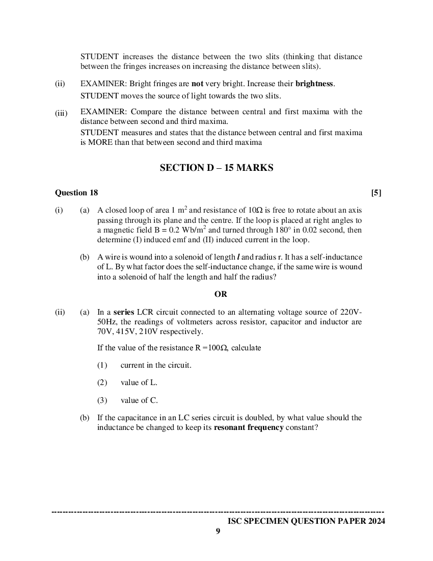 ISC Class 12 Physics Sample Paper 2024 Download PDF and Solve Now