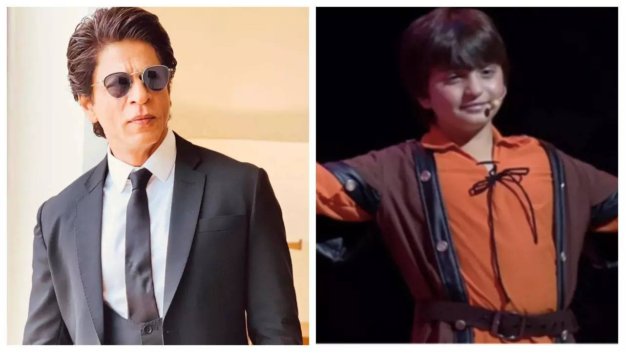 Shah Rukh Khan REACTS to son AbRam recreating his signature pose on stage at his college occasion | Hindi Film Information