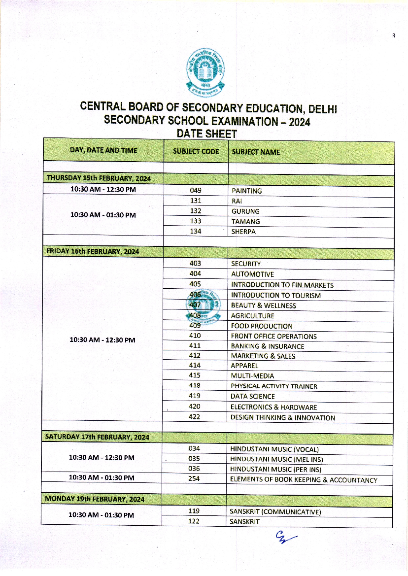 CBSE Class 10, 12 Revised Date Sheet 2024 released at cbse.gov.in