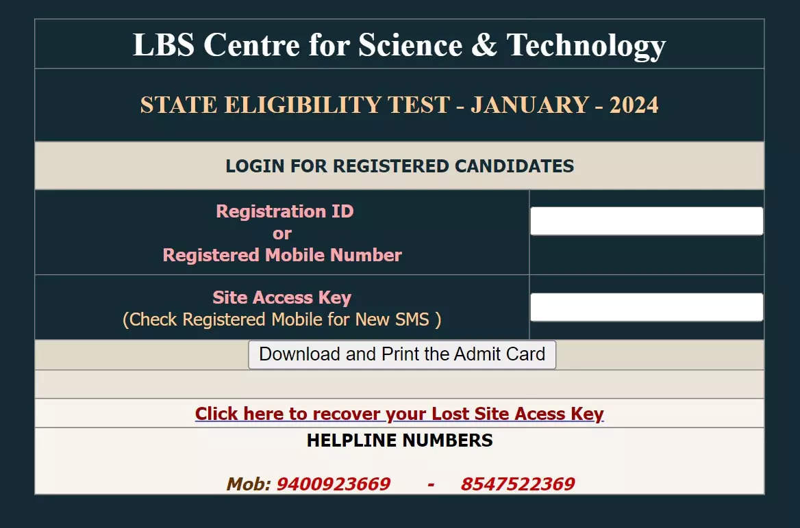 Kerala SET Admit Card 2024 released, download hall ticket here