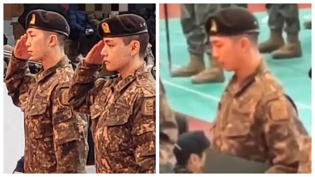 BTS’ RM And V recognised as elite military trainees during graduation ceremony |