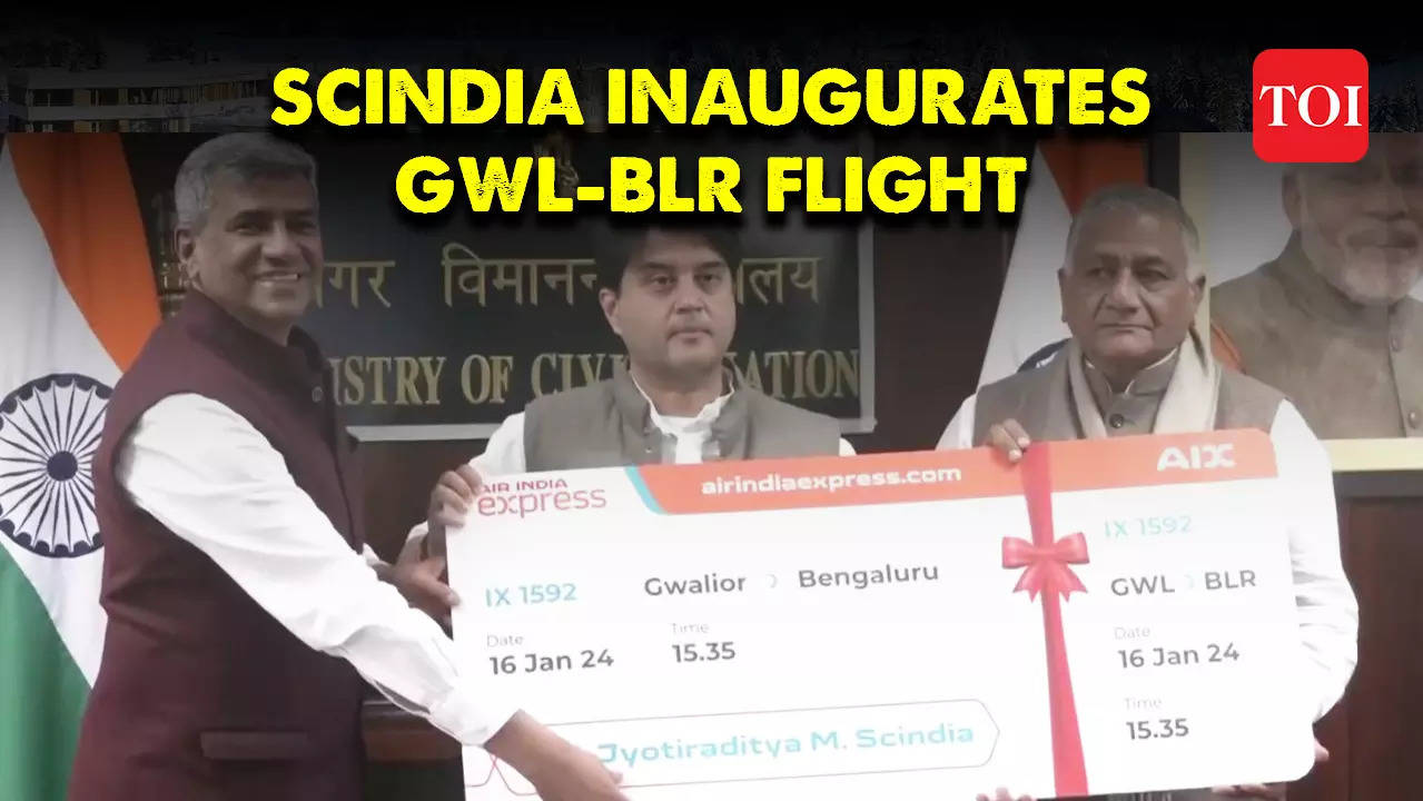 Civil Aviation Minister Jyotiraditya Scindia inaugurates Gwalior-Bengaluru Air India Express Flight