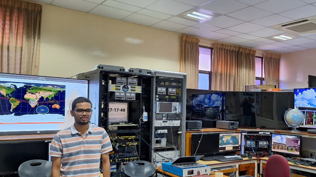 Prateek Aher, a student from IIST manning the on-campus ground station.