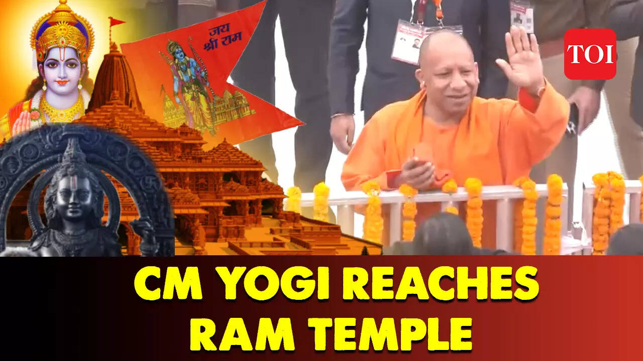 Ram Temple Ayodhya Pran Pratishtha: CM Yogi reaches Ram Temple - Times ...