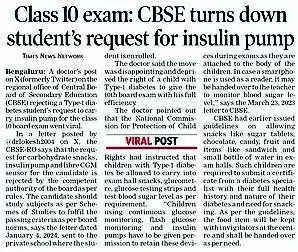 T1 diabetics can take various tools into exam hall: CBSE