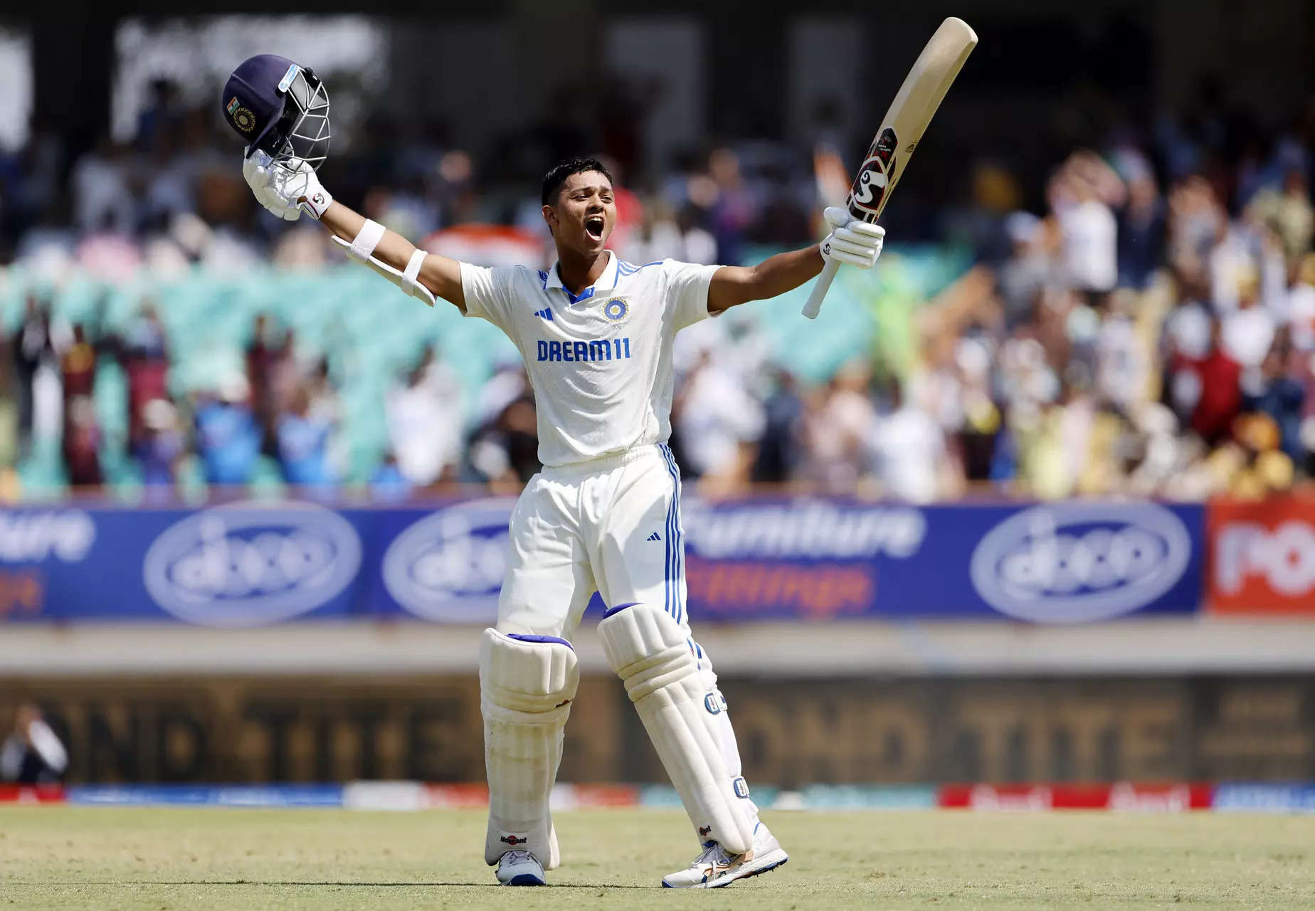 Yashasvi Jaiswal smashed an unbeaten 214, while equaling Wasim Akram's record of hitting 12 sixes in a Test innings. (ANI Photo)