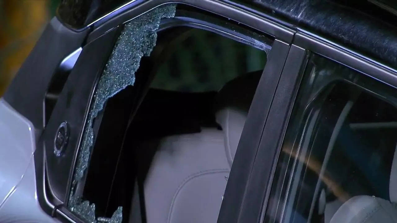 Watch: Ellyse Perry's cracking strike destroys window of display car