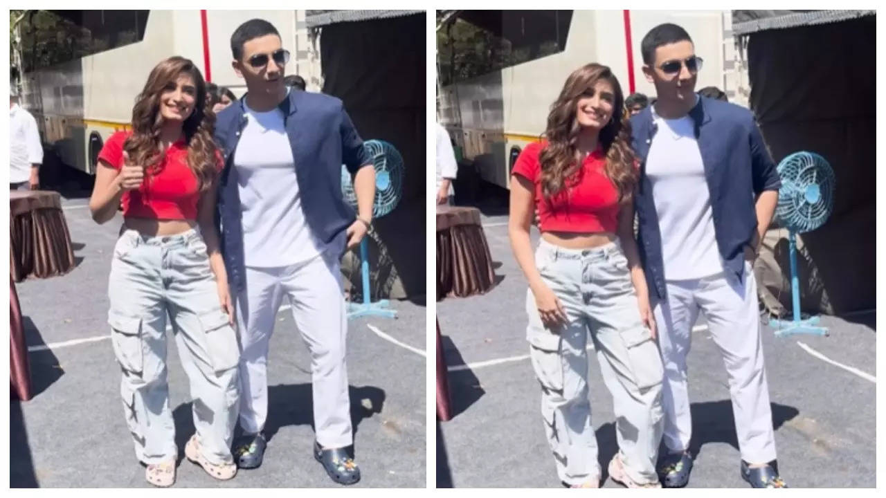Vedang Raina and Rasha Thadani strike a classy pose for the paparazzi on a set; sparks rumours of a mission collectively – WATCH video |